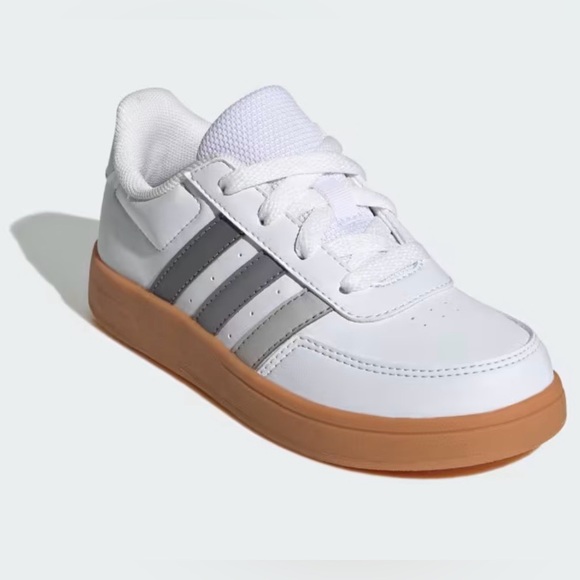 NIB [Adidas] Breaknet 2.0K Tennis Shoes Casual Sneakers White/Gray Youth 5 / W 6 - Picture 2 of 13